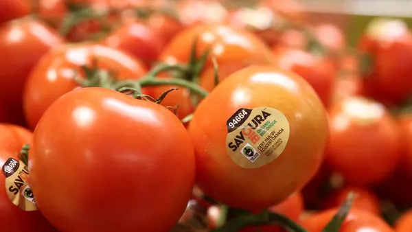 Tomatoes from Canada are displayed for sale at a Whole Foods store.