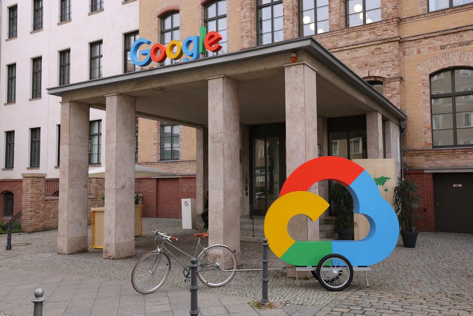 Google corporate logo outside Google Germany offices in Berlin, Germany.