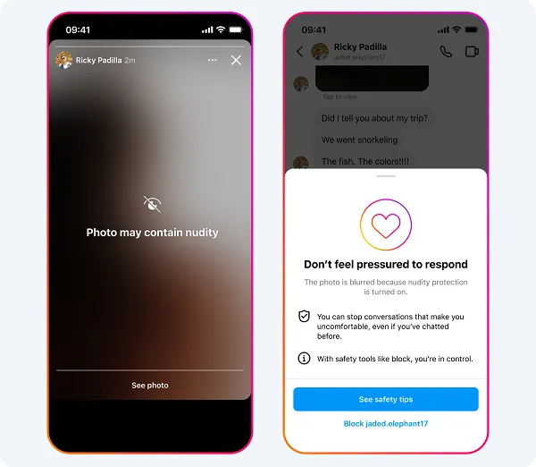Instagram sextortion protection