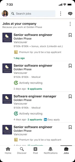 LinkedIn internal job listings