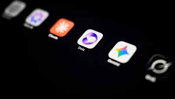 The icon for the AI app Dola by ByteDance is highlighted alongside other rival products on the screen of a tablet device.