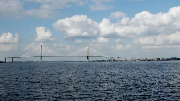 The Arthur Ravenel Jr. Bridge is seen from the Charleston Pier