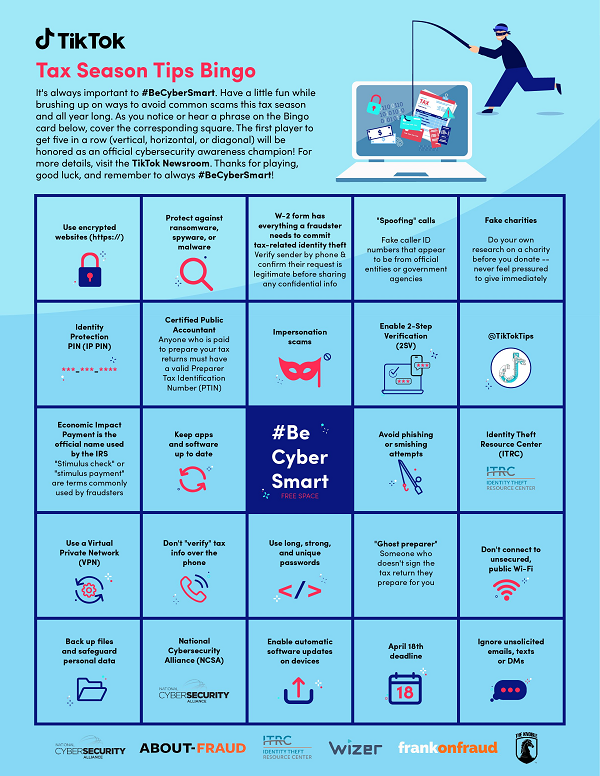TikTok cybersecurity bingo