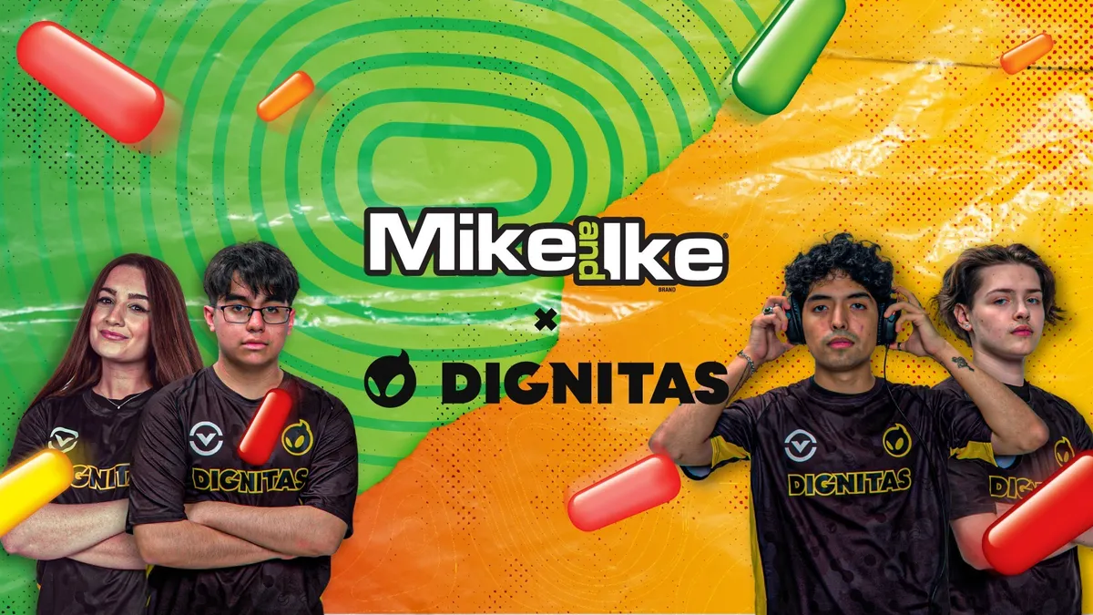 Members of epsorts brand Dignitas' Fortnite collective appear in a promotional image around a sponsorship with Mike and Ike.