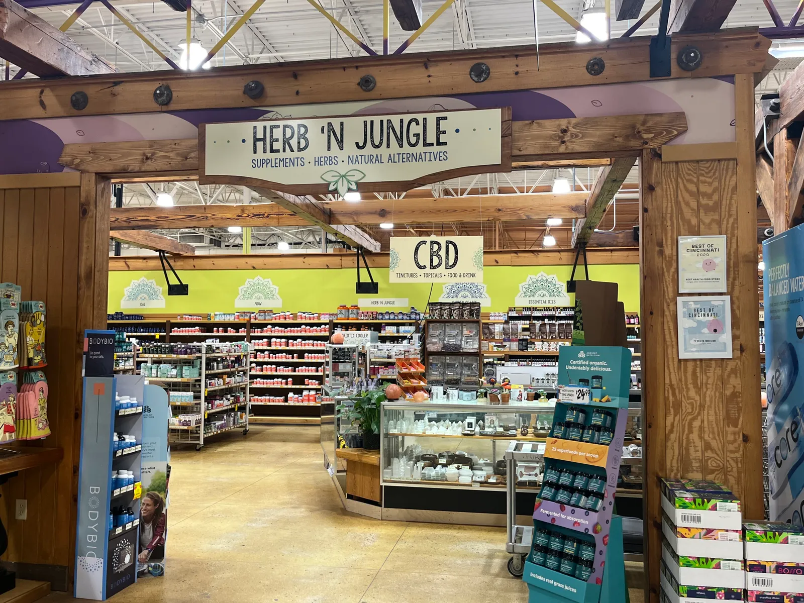 Herbs section within a grocery store.