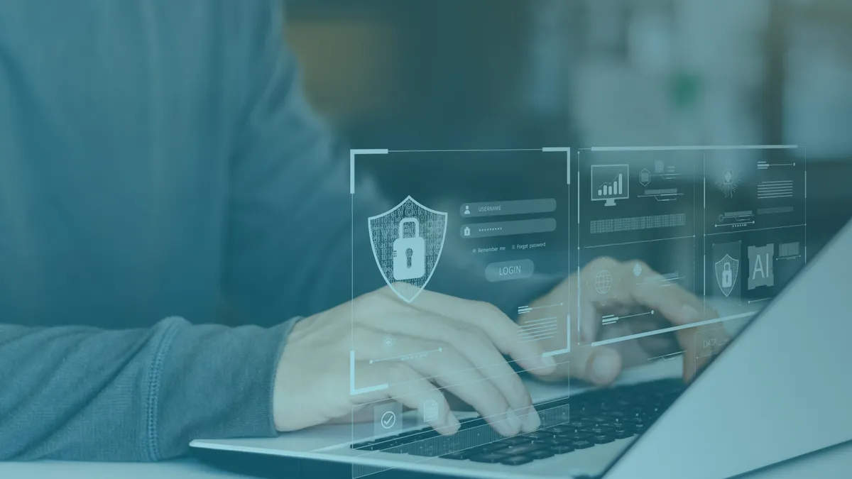 Man logging into system using credentials