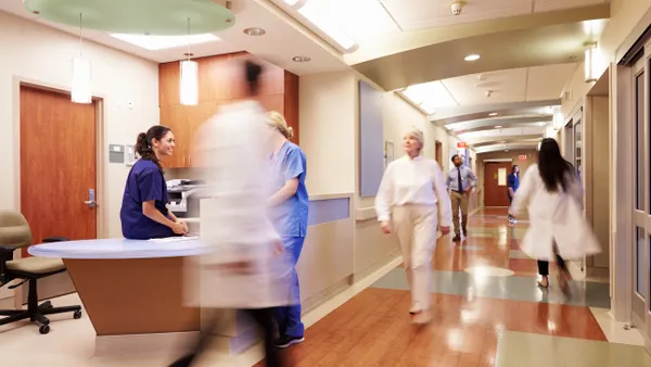 A busy corridor at a hospital.