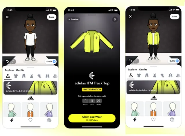 Snapchat adidas Bitmoji drop