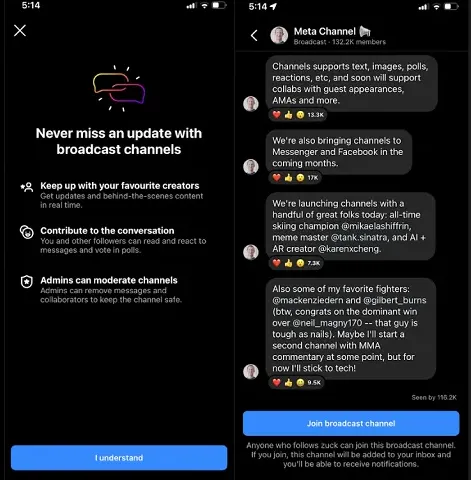 Instagram broadcast channels