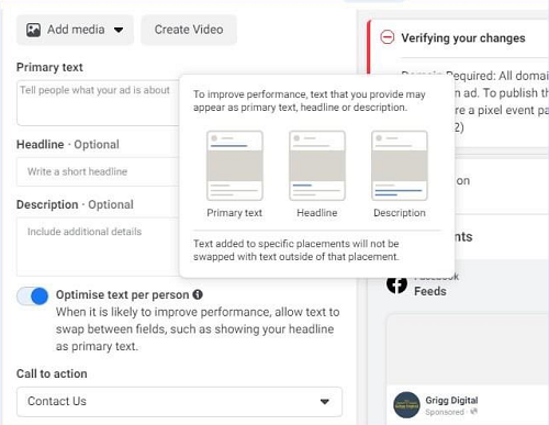 Facebook optimize text