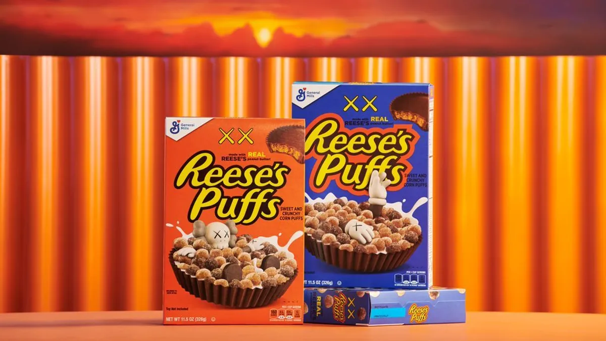 Kawspuffs limited-edition boxes of Reese's Puffs retrieved by Marketing Dive on Nov. 8, 2021