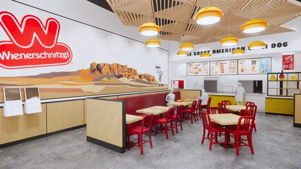 Rendering of Walmart Wienerschnitzel restaurant.