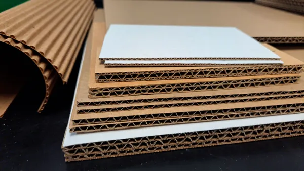 Stack of flat corrugated board utilizing Ingredion's starch products.