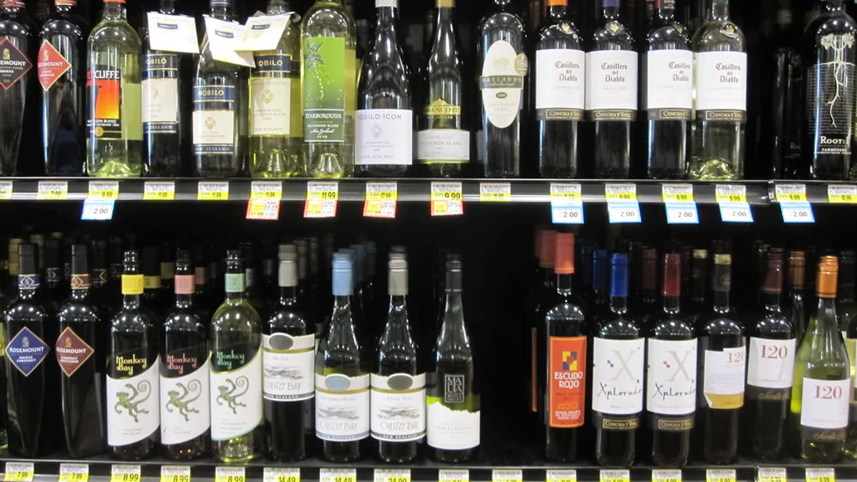 Wine on shelves