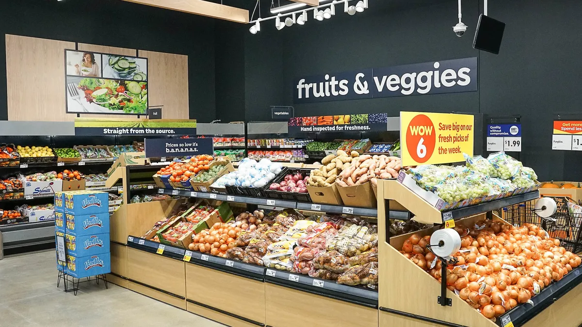 The produce section of a Save A Lot store