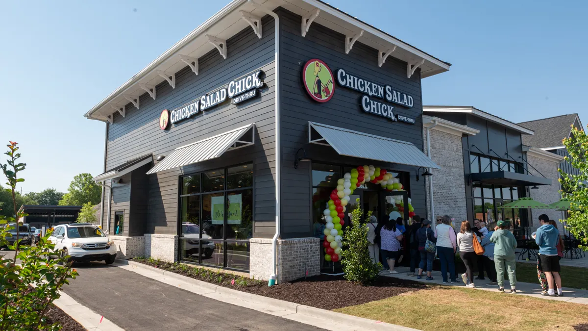 The exterior of a Chicken Salad Chick restaurant.