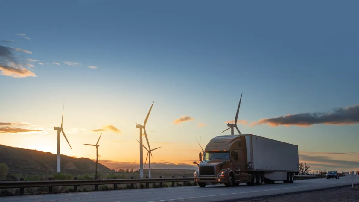 Truck and windmills