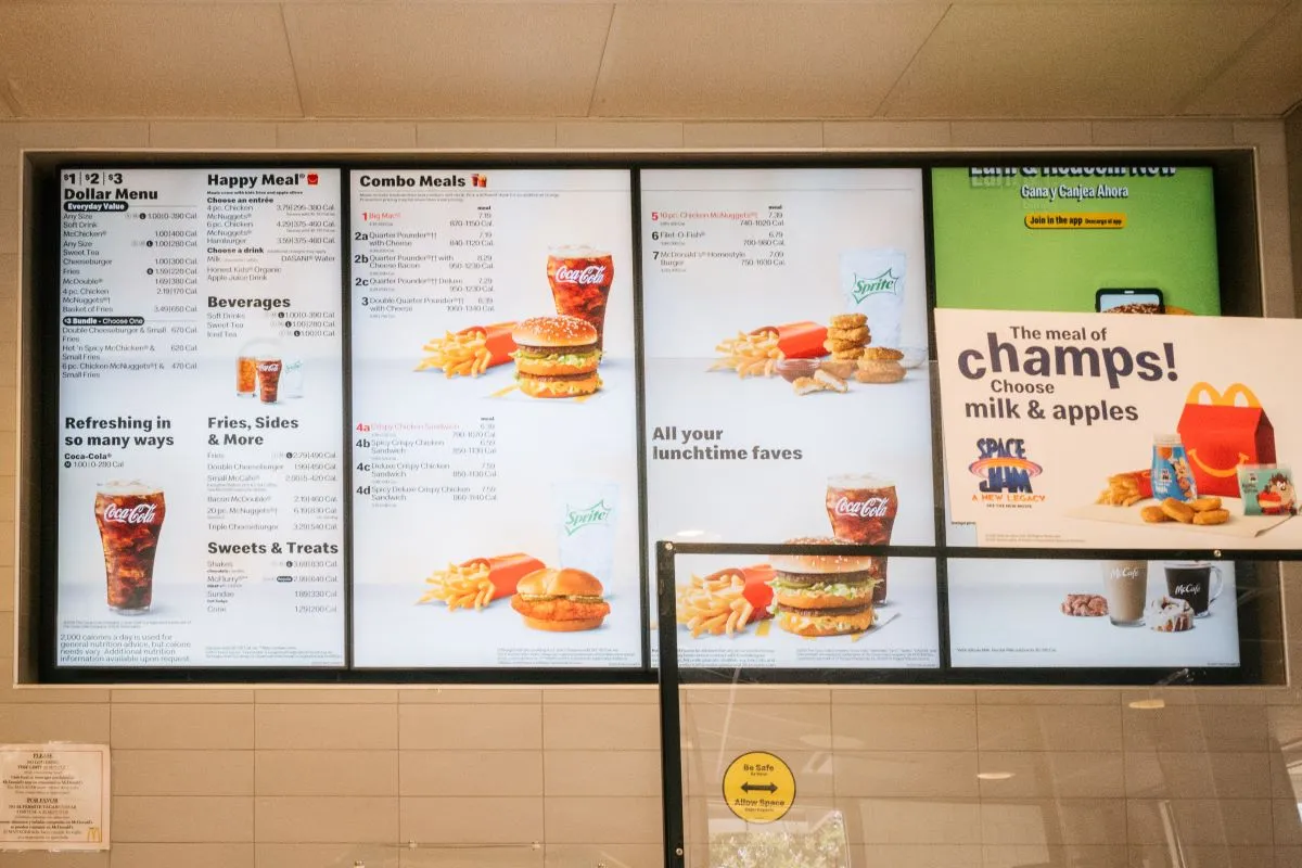 A photo of McDonald&#x27;s menu