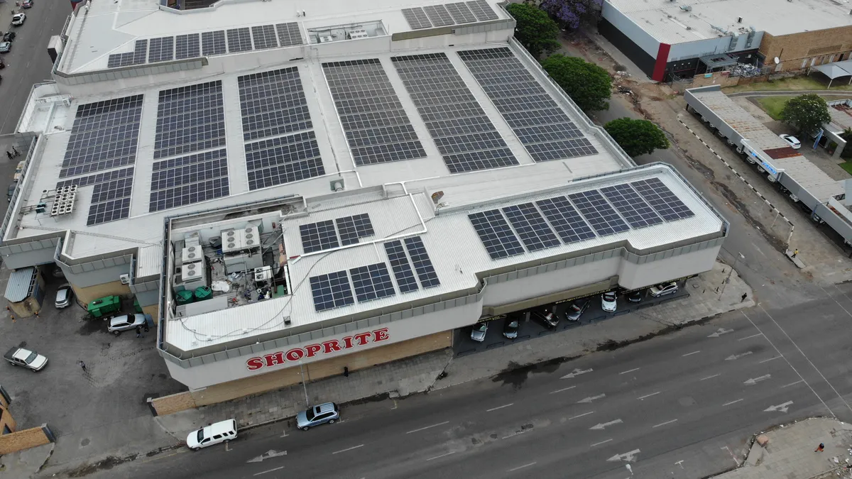 Rooftop solar panels at a Shoprite location in Africa