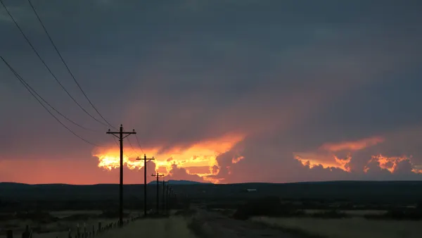 Power lines at sunset