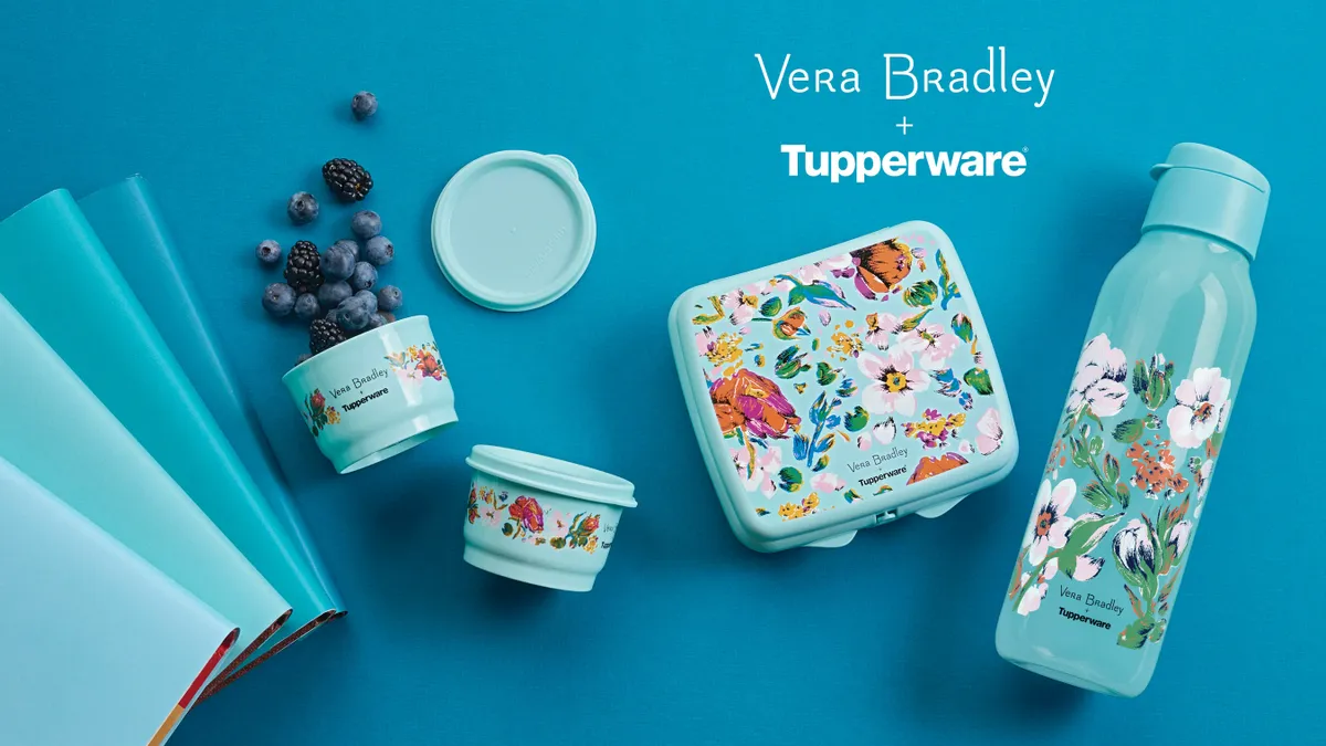 Food and drinkware from Tupperware's collection with Vera Bradley