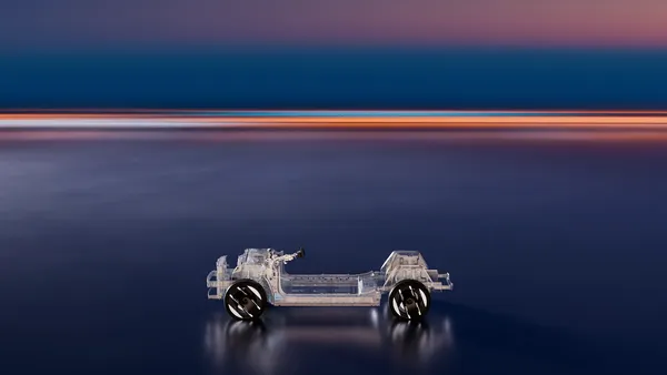 The Stellantis STLA One vehicle platform unveiled on stage at the company's Investor Day event on May 21.