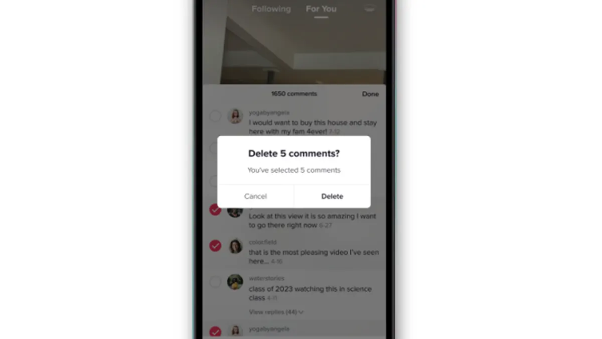TikTok bulk delete comments