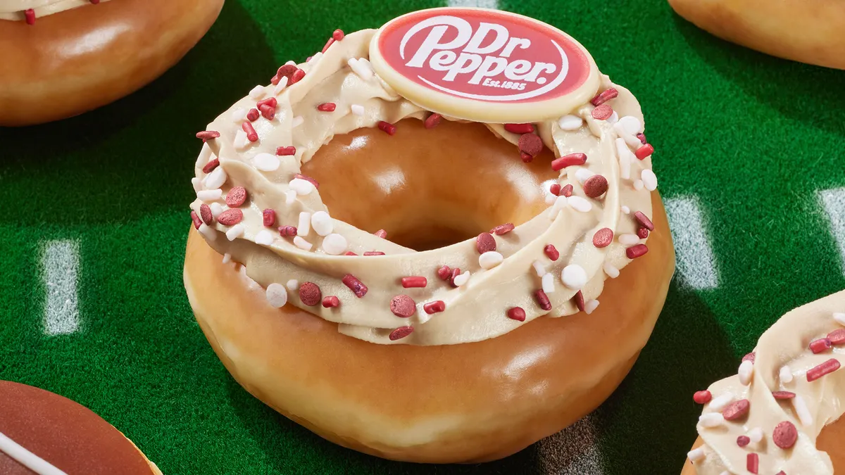 Krispy Kreme's new Dr Pepper doughnut.