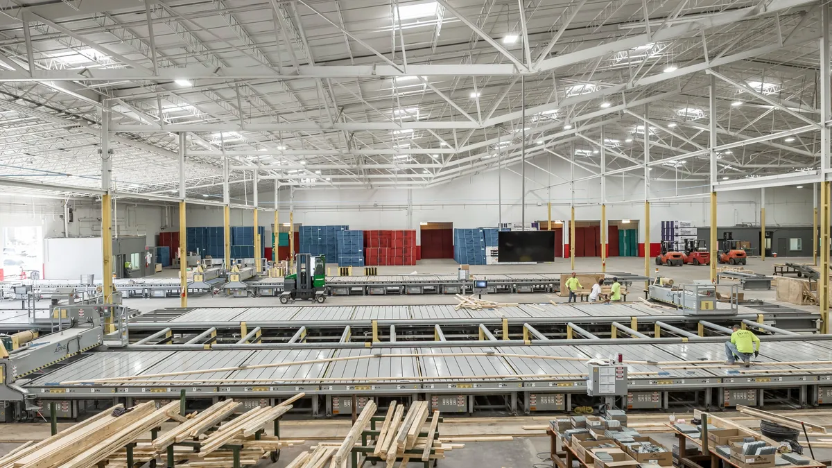 Inside a building material warehouse.