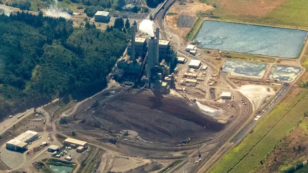 An aerial view of a coal-fired power plant.