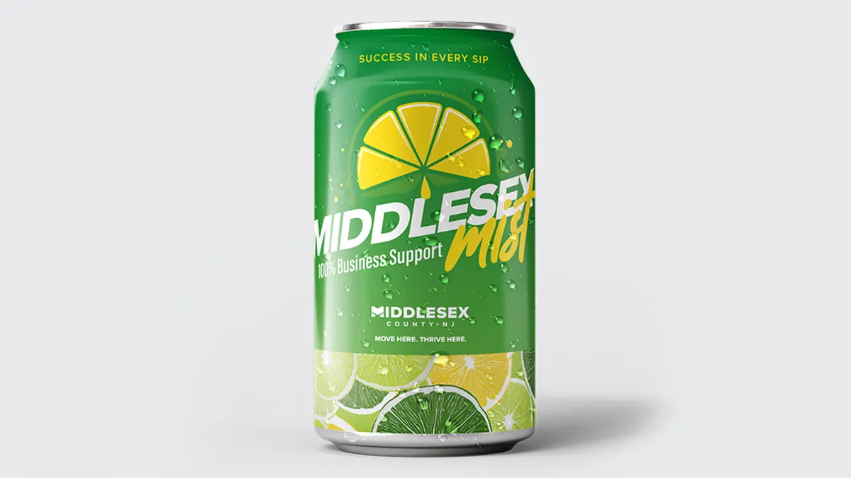 Green beverage can with citrus slice graphics