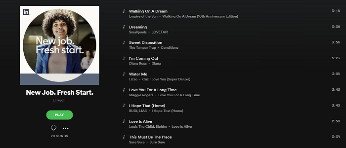 LinkedIn Spotify playlists