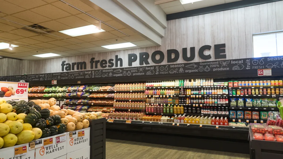 Produce department at a grocery store.