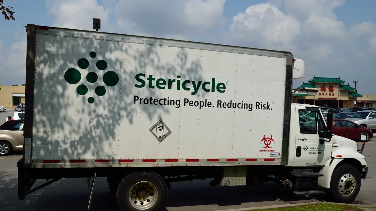 Stericycle truck in parking lot