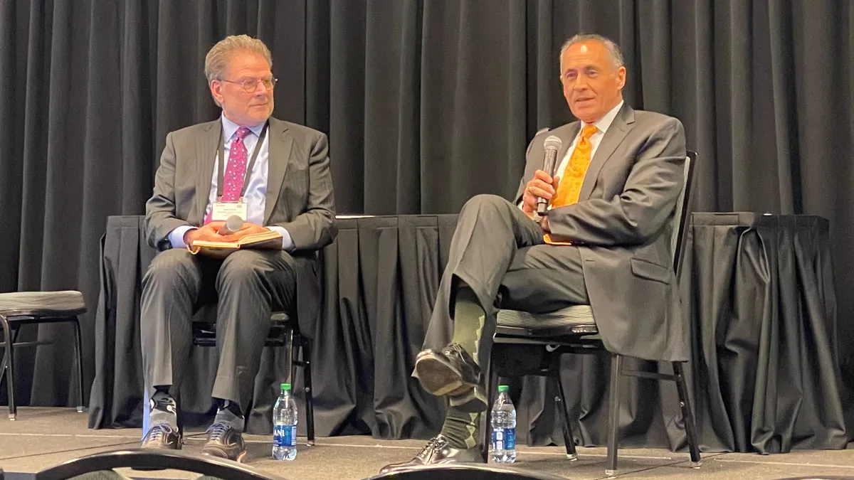 NSBA Executive Director John Heim and AASA Executive Director Dan Domenech discuss issues facing school boards at the School Superintendents Association's national conference in Nashville, Tennessee.