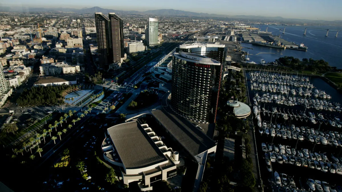 A birds eye view of downtown San Diego.