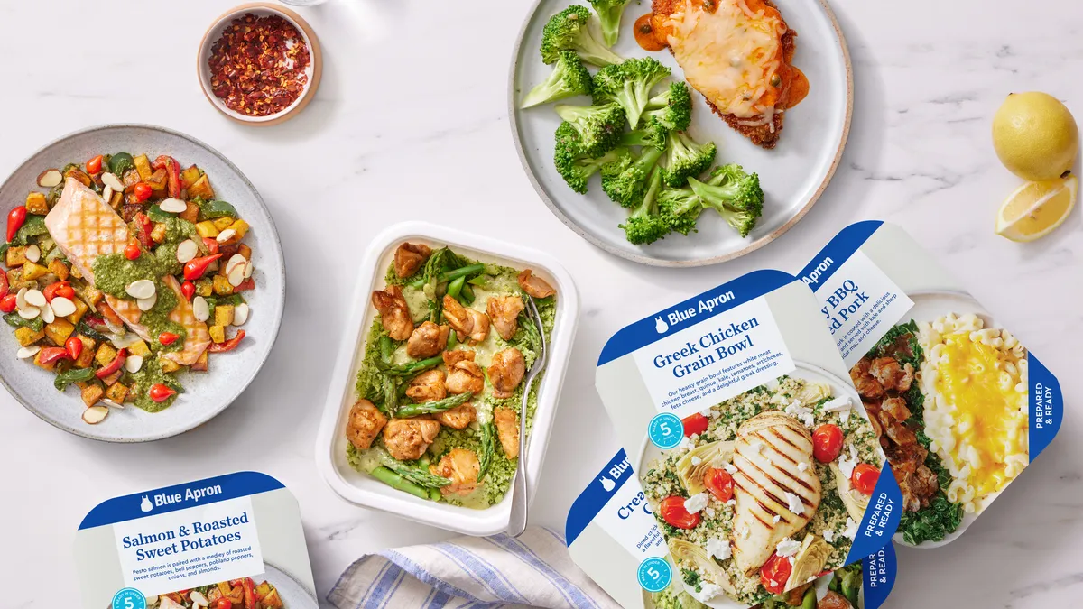 Table with Blue Apron's Prepared & Ready meal options