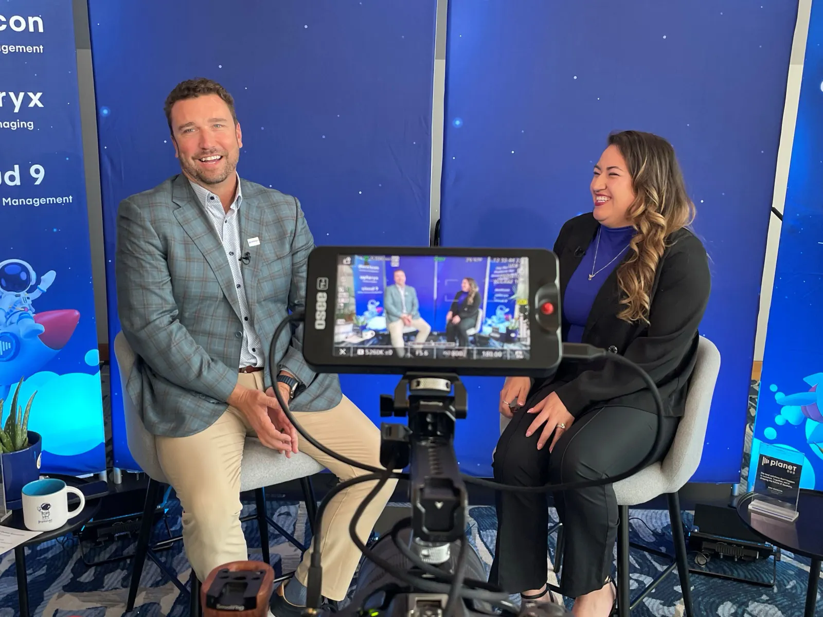 Mike Huffaker, chief revenue officer at Planet DDS, with a guest on the company's podcast,