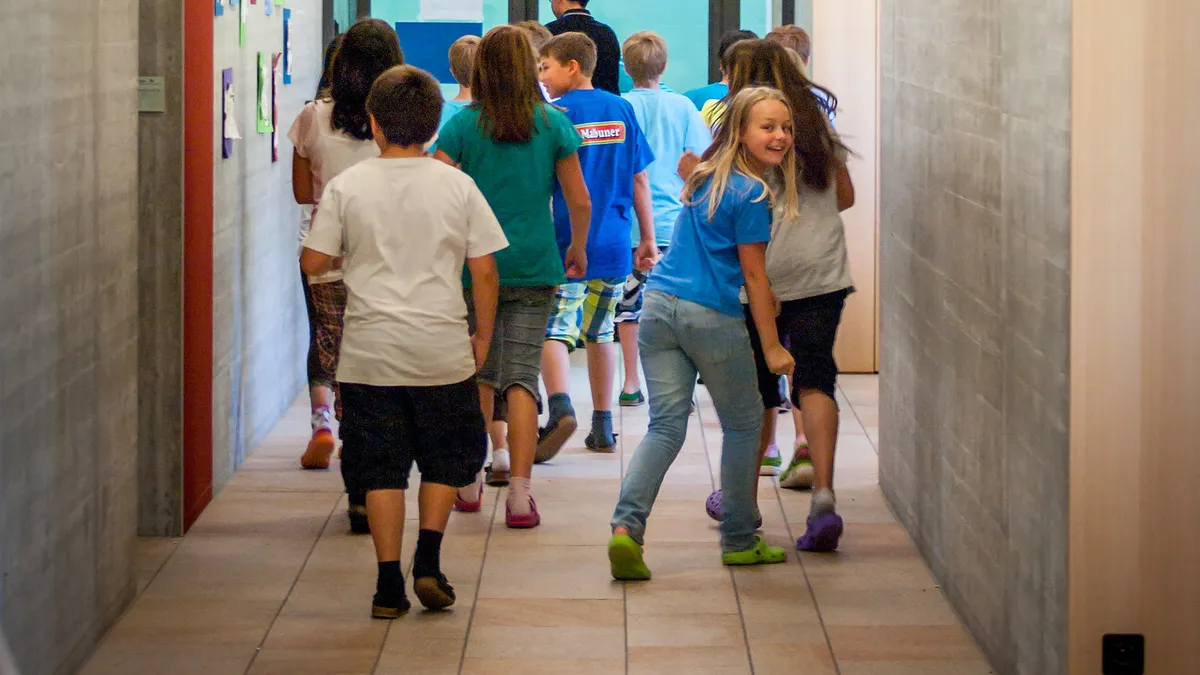 Students in school hallway