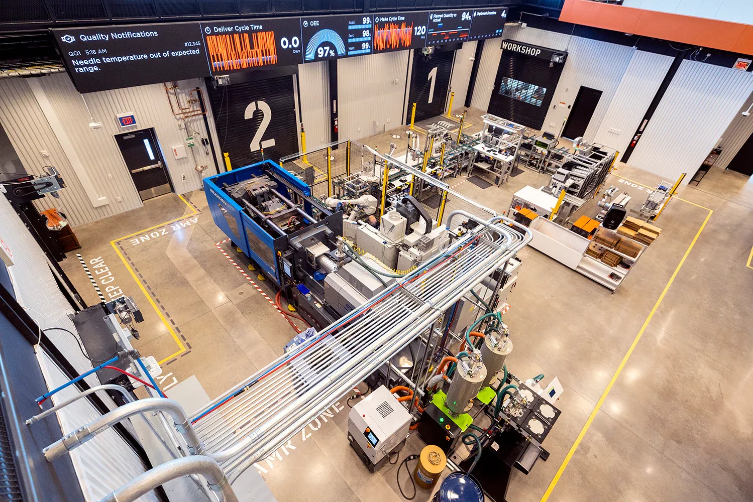 An overhead view of The Smart Factory at Wichita State University.