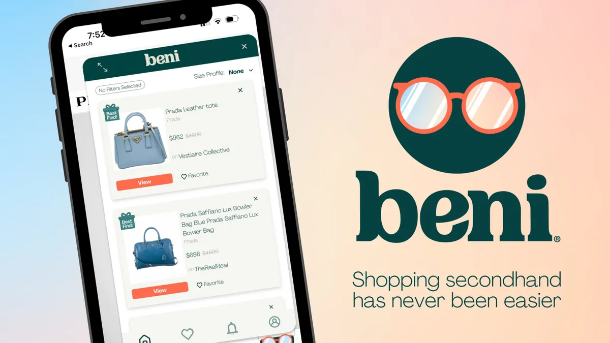 A screenshot of a mobile phone displaying Beni's resale platform.