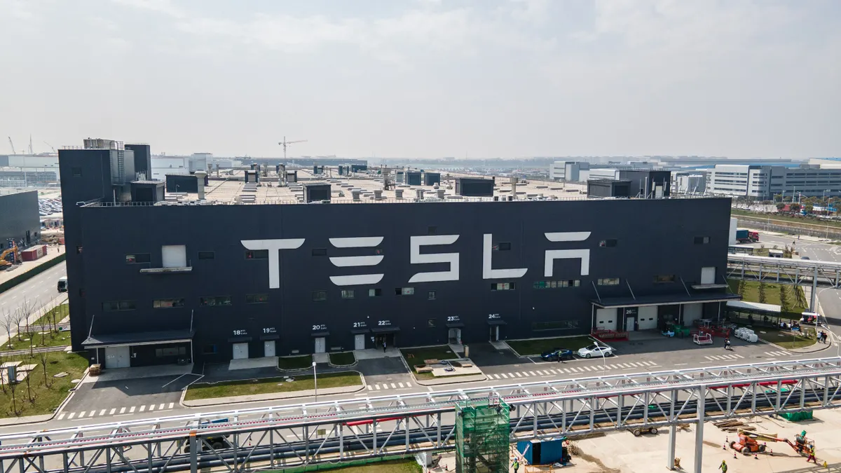 A view of Tesla's Shanghai factory on Mar. 29, 2021