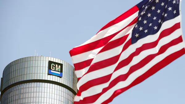 GM HQ Detroit Michigan US Flag