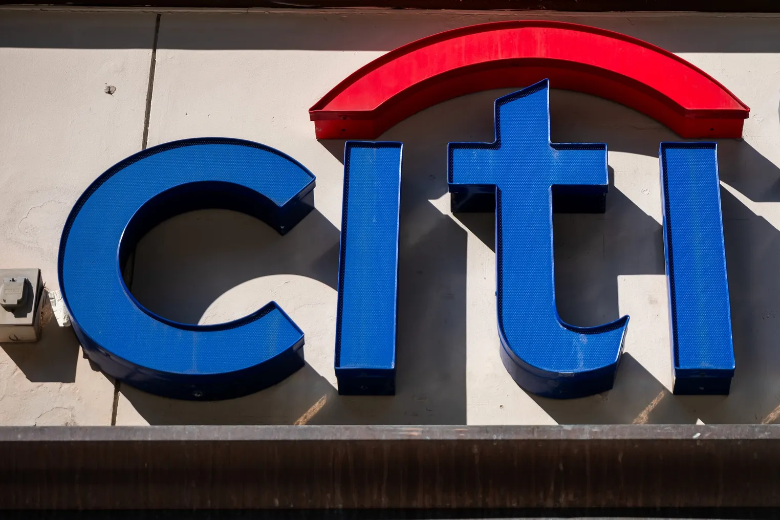 A sign for CitiBank is seen on the bank branch in Manhattan on March 01, 2024 in New York City.