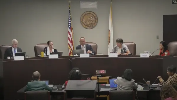 The California Public Utilities Commission around the dais at a Sept. 3, 2026, public meeting in Sacramento, Calif.