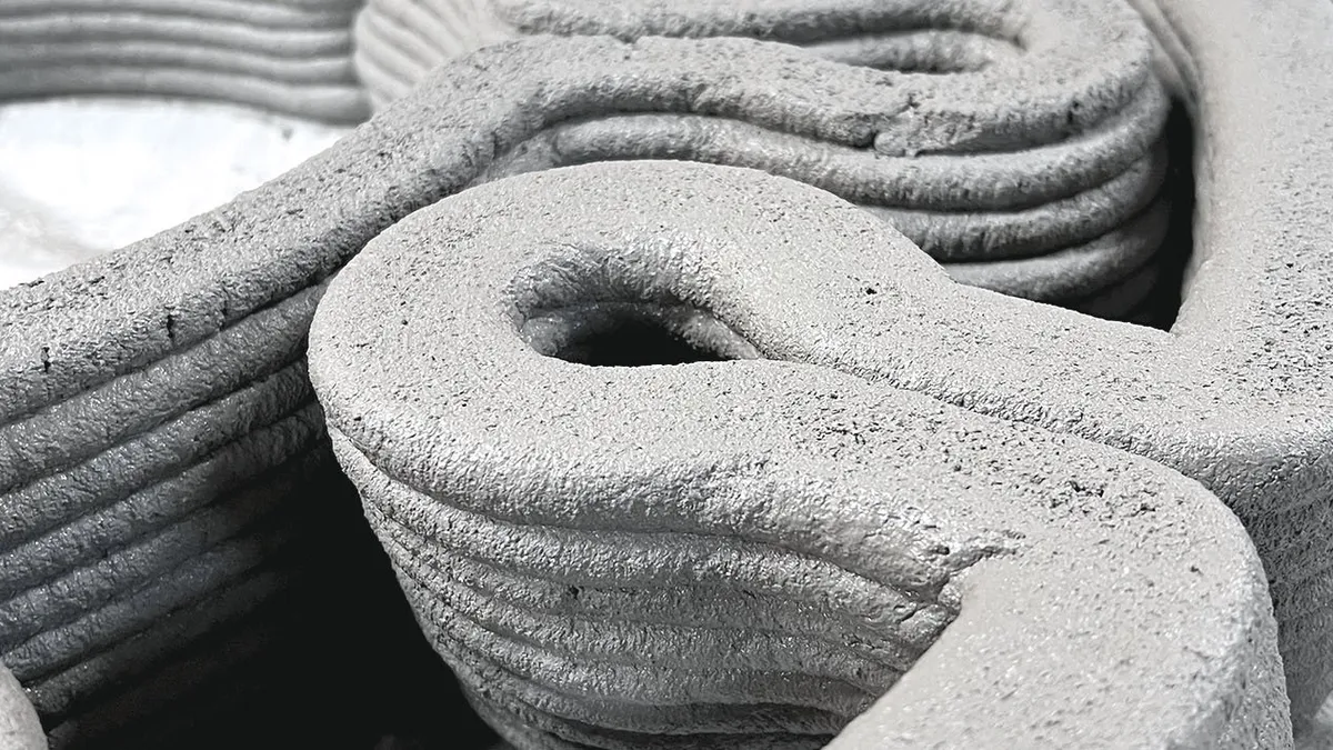 Close up of looping layers of concrete.