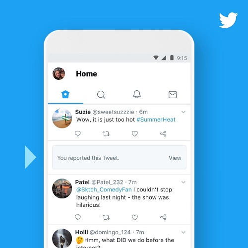 An example of a new reported tweet notification