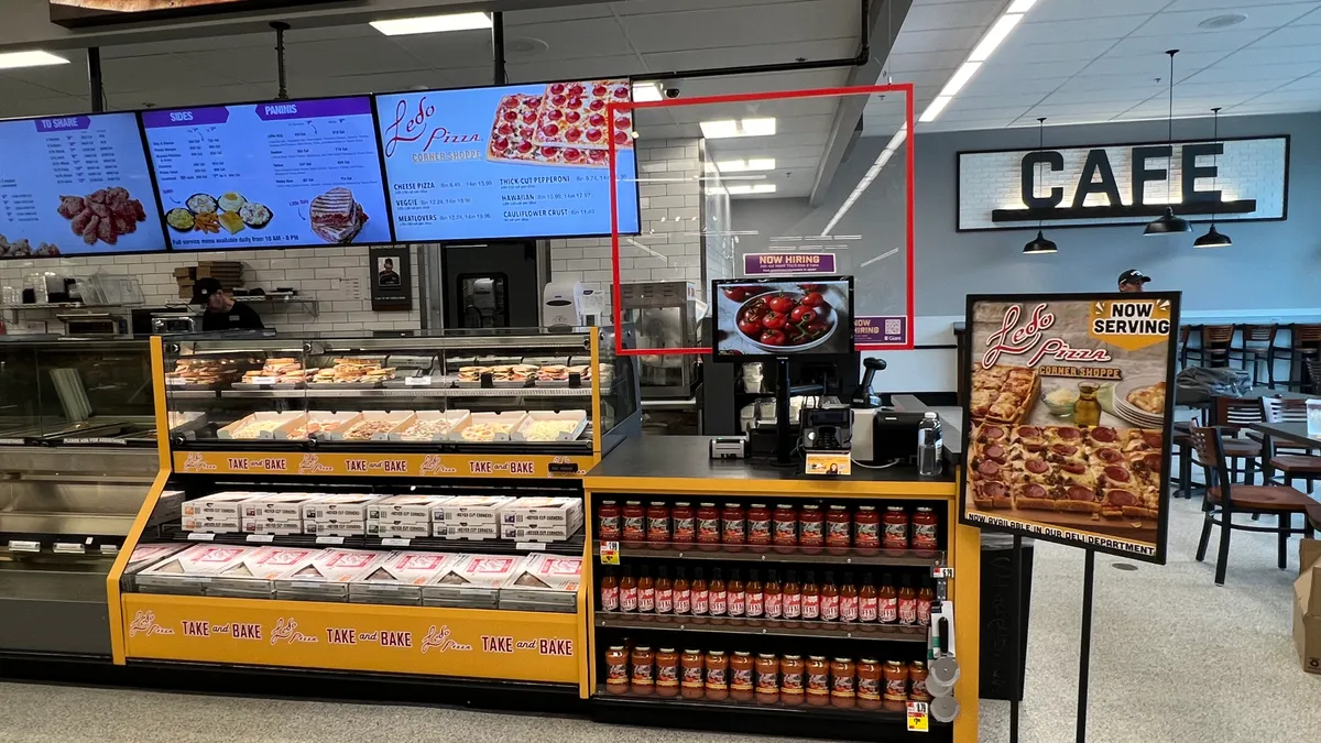 An in-store pizza shop at a grocery store.