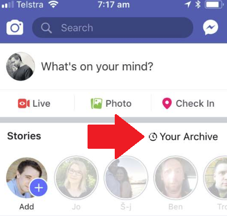 Facebook's Stories archive icon  