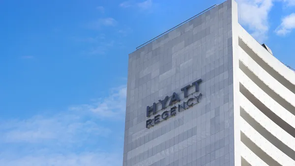 The exterior of a Hyatt Regency hotel.